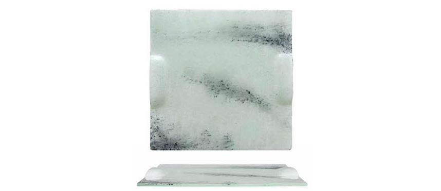 MARBLE SQUARE GLASS PLATE 30X30CM