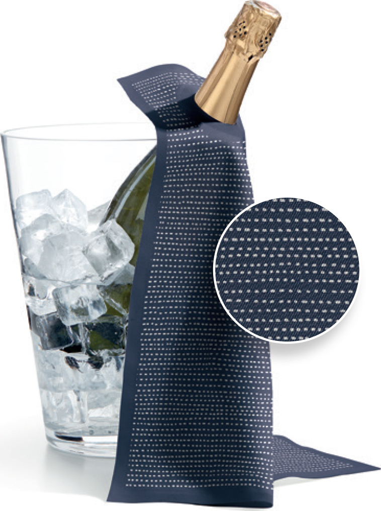 BLACK CHEERS DRAP CLOTHS FOR ICE BUCKET 40X40 PERFORATED WITH HOLE POLKA DOT BLUE 12PCS 100% COTTON