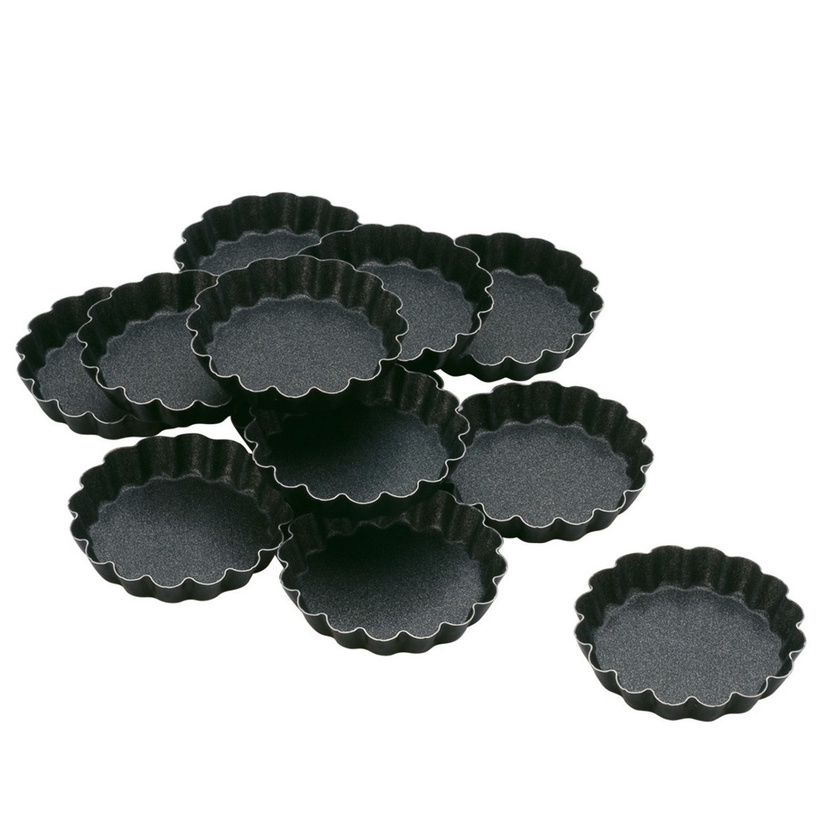 NON STICK ROUND FLUTED MOULD DIAM 6CMΧ2,5Η 12 PCS PIAZZA ITALY