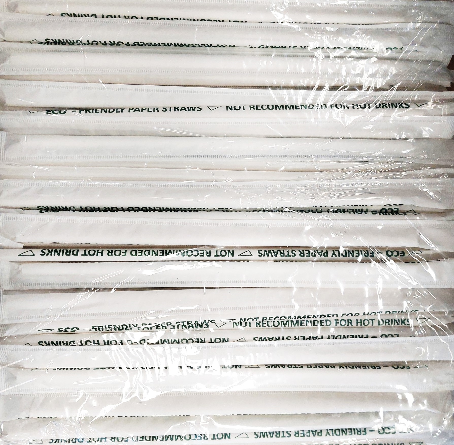 PAPER DISPOSABLE ECO FRIENDLY WHITE STRAWS 6MM 20CM PACK OF 100PCS