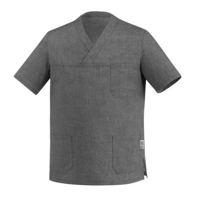 Unisex chef jacket with press buttons, short sleeves and back in Air Plus