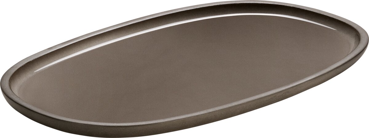 PLAYGROUND ReNew Platter oval coupe 30Χ18CM TAUPE CERAMIC