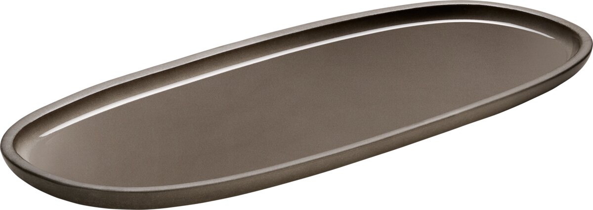 PLAYGROUND ReNew Platter oval coupe 35Χ15CM TAUPE CERAMIC