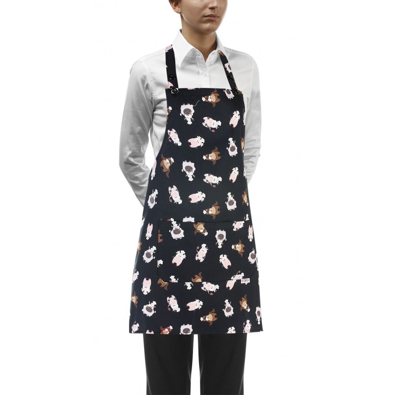 Short Bip Apron with pocket PUPPIES 70x70 cm 100% COTTON - EGO CHEF