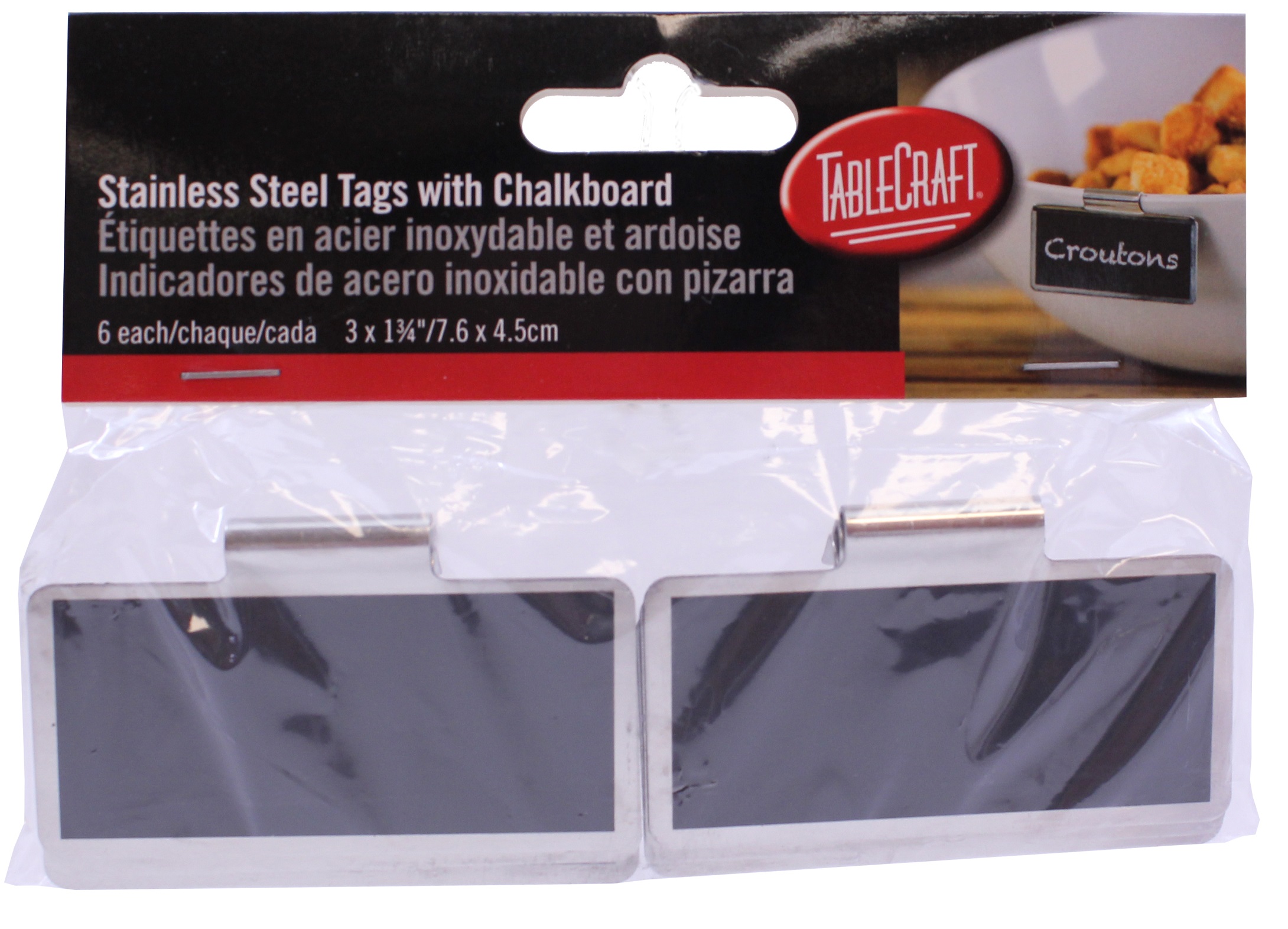 CBTSS3 STAINLESS STEEL TAG WITH CHALKBOARD TABLECRAFT