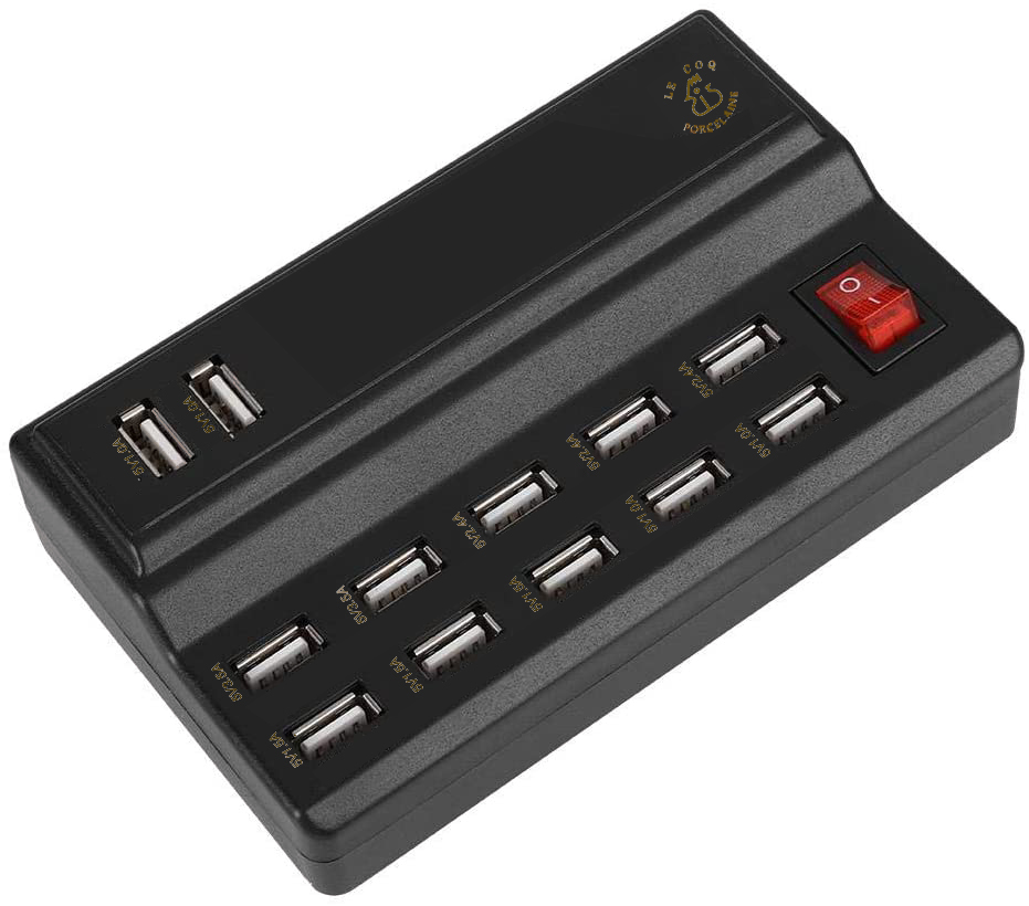 ASTREO Multi-port USB charging station with power switch - 12 USB ports 5V 12A- 60 Watt ILSA ITALY