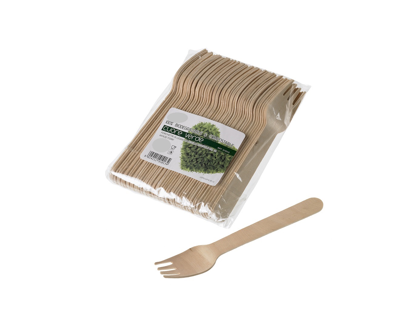 DISPOSABLE BAMBOO WOODEN FORK 16CM 100PCS
