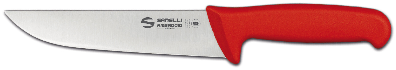 S309.018R SUPRA BUTCHER KNIFE RED HANDLE 18CM LAMA SANELLI AMBROGIO