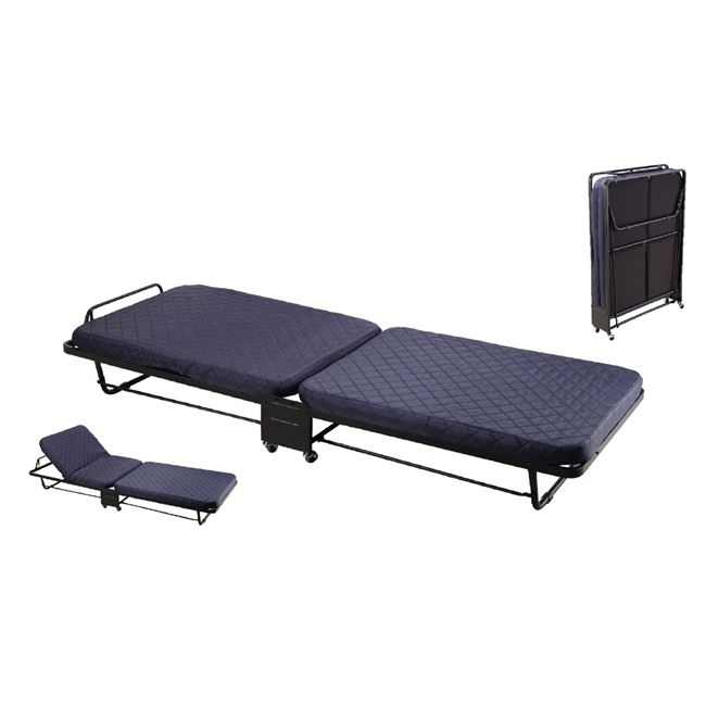 Κρεβάτι Σπαστό - Βοηθητικό με Ροδάκια / Στρώμα 6,5cm / Μέταλλο Βαφή Μαύρο