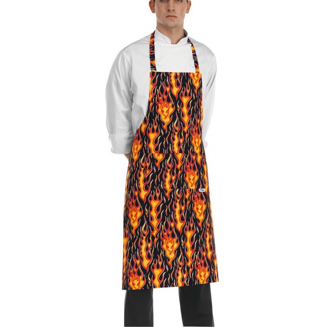 Short Bip Apron with pocket FLAMES 100% COTTON EGO CHEF