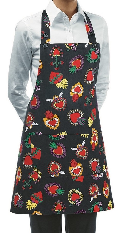 Short Bip Apron with pocket HEARTS 70x70 cm 100% COTTON - EGO CHEF