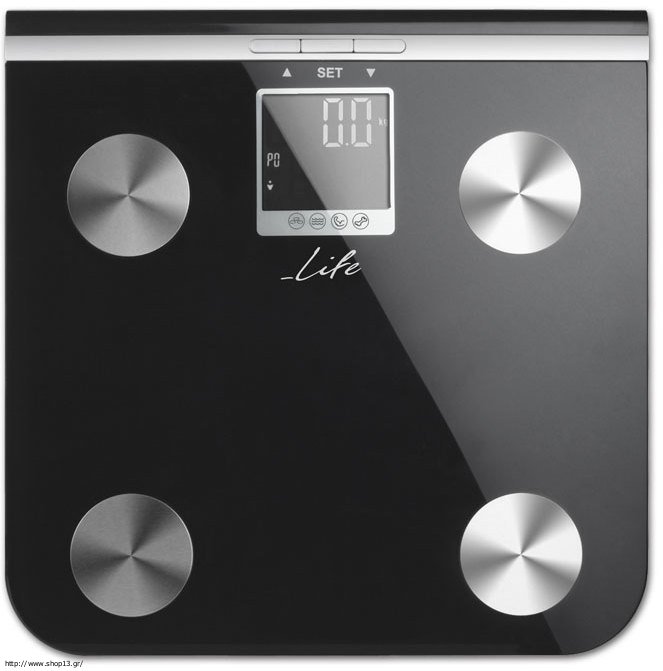 LIFE BSC-100 BODY FAT SCALE WITH BLACK GLASS SURFACE 2.5KG/150KG