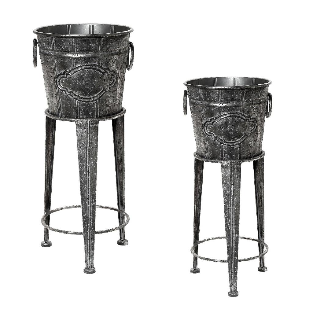 CHAMPGNE BUCKET WITH METAL PACE GREY SET2