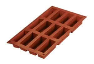 PASTRY SILICONE MOULD 12 RECTANGULAR SHAPED SLOTS 30×17.5x3cm
