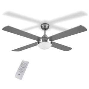 LIFE NORTE SILVER COLOUR ROOF FAN WITH DOUBLE BLADES , LIGHT & REMOTE CONTROL 60W