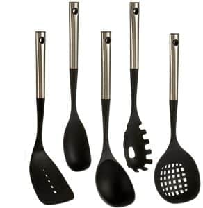 PP SET 5 PIECES SOUP LADLE -SKIMMER -SLOTTED SPATULA - SPOON -PASTA SPOON