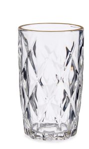 DIAMOND SHAPE GLASS TUMBLER WITH GOLD EDGE 340ML VIVALTO®