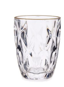 DIAMOND SHAPE GLASS WITH GOLD EDGE 270ML VIVALTO®