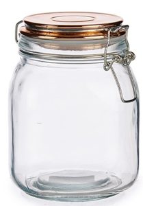 Blown glass jar WITH COPPER LID 1000ml VIVALTO®