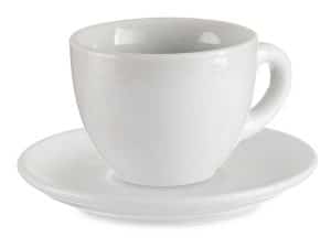 SET 6 COFFEE CUPS WHITE PORCELAIN 250ML WITH SAUCER 14cm VESSIA®