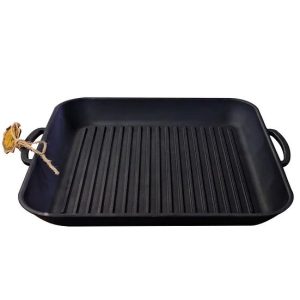 CAST IRON PAN INDUCTION GRILL SQUARE 35X35X4 CM.