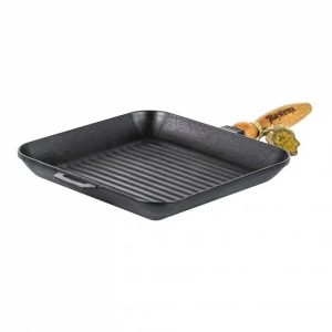 CAST IRON PAN INDUCTION GRILL SQUARE 28X28X4 CM.