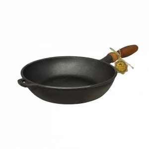 CAST IRON PAN INDUCTION WITH WOODEN HANDLE 28X6 CM.