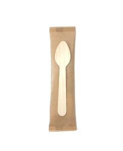 WOODEN SPOON ICE CREAM 11cm WITH CRAFT PAPER WRAP 100PCS