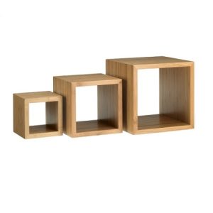 S0128 RISER SET CUBE BAMBOO NATURAL 3PCS 13/18/23 LEONE