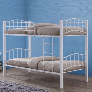 Double Deck Bed 90x200 Metal White/Wood White 97x210x150
