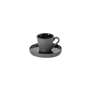 LAGOA ECO GRES BLACK COFFEE CUP & SAUCER 0.09lt STONEWARE COSTA NOVA