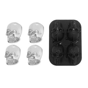 4 SECTION SILICONE ICE MOULD SKULL SHAPE 11X8X4CM