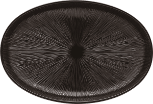 B436 FROSTED BLACK MELAMINE OVAL SHAPPED PLATTER L28.3xW19.4xH3.3cm