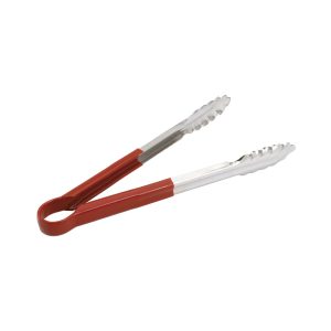 603864 STAINLESS STEEL ΜΕΑΤ TONG WITH RED HANDLES -30cm Max.Home®