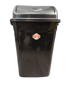 BLACK PLASTIC RUBISH/WASTE BIN WITH MOVABLE LID 60LT 43X34X69 UP122