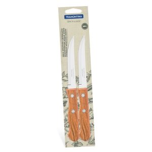DYNAMIC STEAK KNIFE SET/2 WITH WOODEN HANDLE 22CM S/S TRAMONTINA