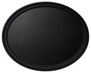 BLACK oval NON SLIP TREAD TRAY 60X73.5X2.5cm  PP