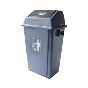PLASTIC WASTE BIN 58L WITH PUSH COVER  47X33.5X77CM PP