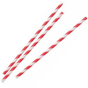 RED & WHITE STRIPED KRAFT PAPER STRAW 8 INCH / 6Χ19.7CM 25PCS