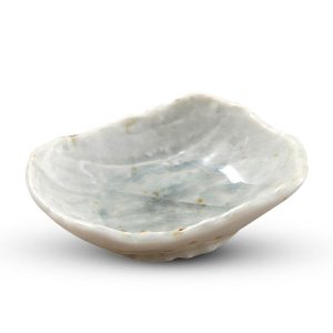CORAL BLUE SAUCE DISH 59ML FROSTY BLUE GLAZE WITH BROWN SPECLES 10.8X9X3cm