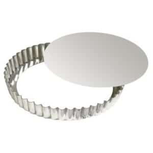 Tin plate round fluted tart mould - Removable bottom - Ø240/230 mm h25 mm GOBEL France