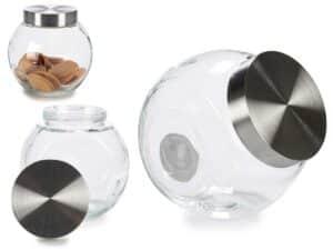 ROUND GLASS STORAGE JAR WITH METAL LID 2l VIVALTO