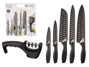 knives + sharpener black Set 5 KINVARA ®