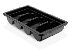 FOUR GRIDS PLASTIC CUTLERY BOX 53.5X29.5X9.5CM BLACK P/P Gastroplast NSF®