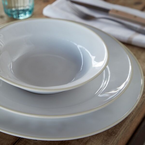 BEJA ΠΙΑΤΟ/ΠΙΑΤΕΛΑ ΣΤΡΟΓΓΥΛΗ 33cm ΛΕΥΚΟ ΜΕ ΕΚΡΟΥ RIM STONEWARE COSTA NOVA - Image 2
